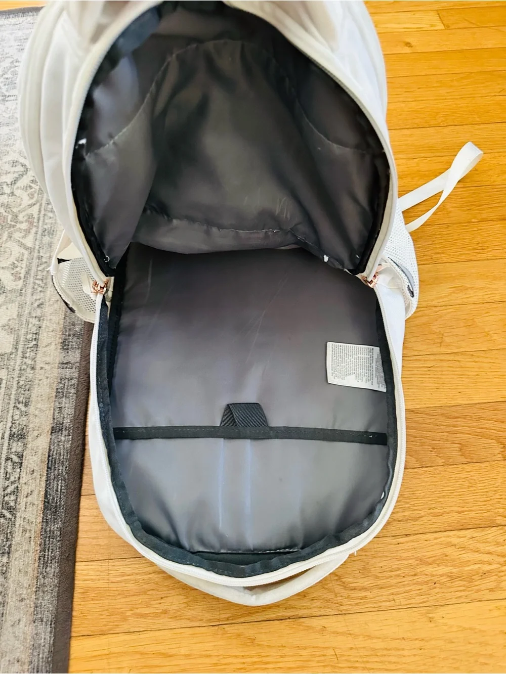 The North Face Jester Luxe Backpack in Cream with Rose Gold Accents